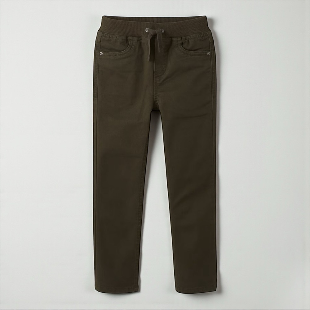 HANNA ANDERSSON · BOYS DEEP OLIVE SLIM FIT TWILL PULL-ON PANTS - US 10
